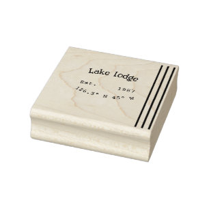 Lake house ets. Date year custom coordinates add n Rubber Stamp