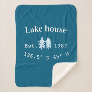 Lake house ets. Date year custom coordinates add n Sherpa Blanket