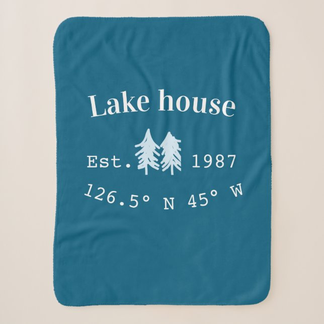 Lake house ets. Date year custom coordinates add n Sherpa Blanket (Front)