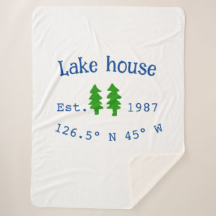 Lake house ets. Date year custom coordinates add n Sherpa Blanket