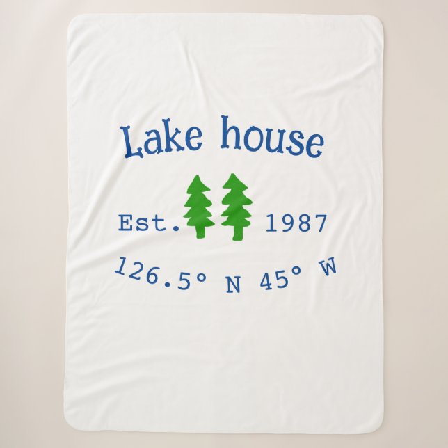 Lake house ets. Date year custom coordinates add n Sherpa Blanket (Front)