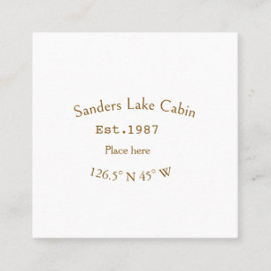 Lake house ets. Date year custom coordinates add n Square Business Card