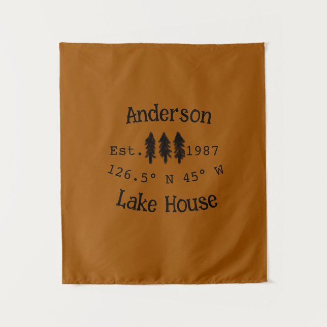 Lake house ets. Date year custom coordinates add n Tapestry (Front)