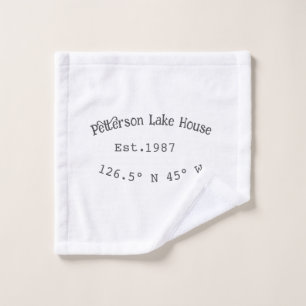 Lake house ets. Date year custom coordinates add n Wash Cloth