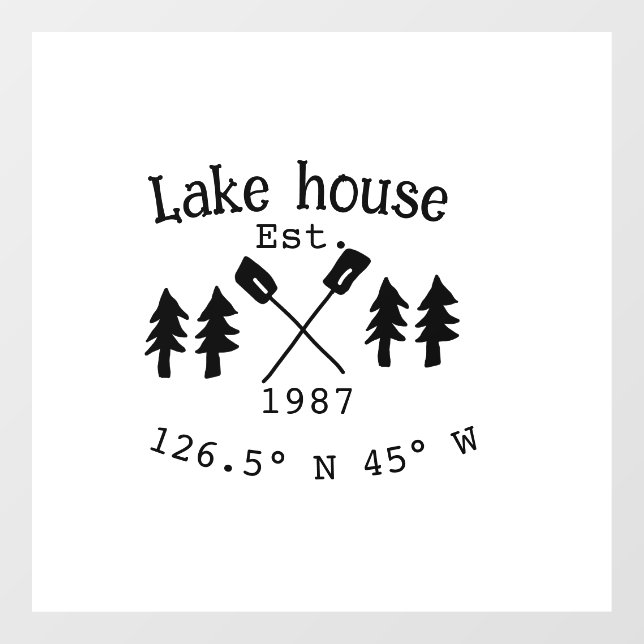 Lake house ets. Date year custom coordinates add n Window Cling (Sheet)