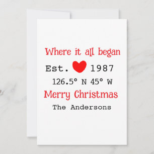 Lake house ets. Date year custom coordinates red Invitation
