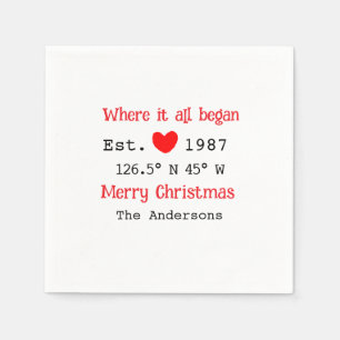 Lake house ets. Date year custom coordinates red Napkin