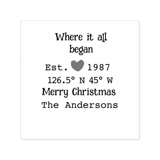 Lake house ets. Date year custom coordinates red Self-inking Stamp (Design)