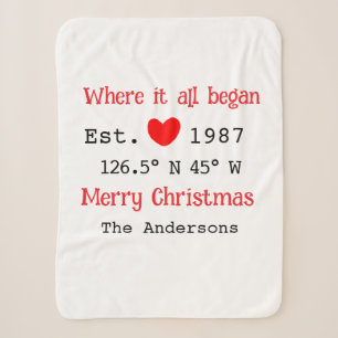 Lake house ets. Date year custom coordinates red Sherpa Blanket
