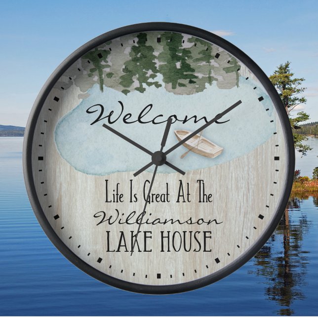 Lake House Family Monogram Large Clock (Creator Uploaded)