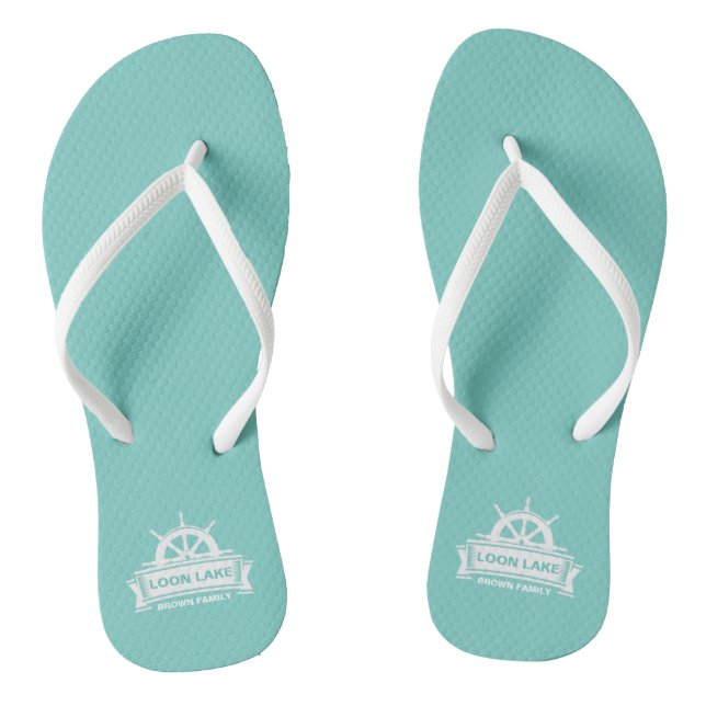 Lake House Family Name Flip Flops (Footbed)