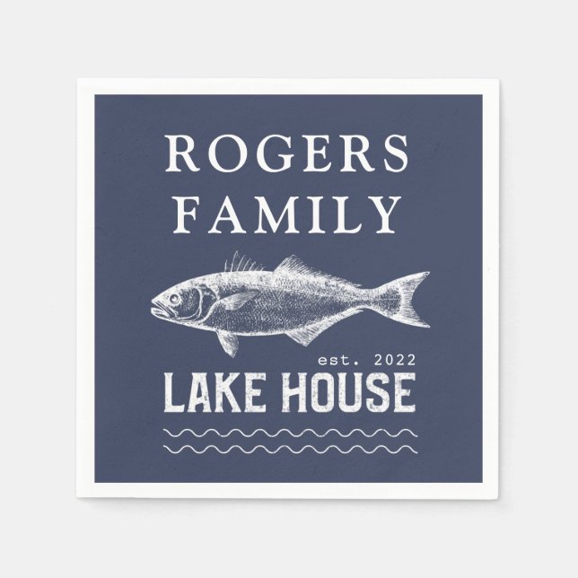 Lake House Family Name Napkin (Front)