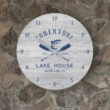 Lake House Family Name Rustic Grey Wood