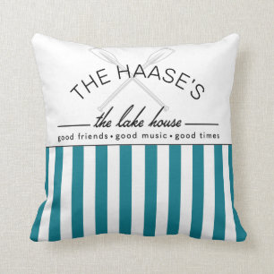 Lake House Good Friends Music Times Blue Stripe Cushion