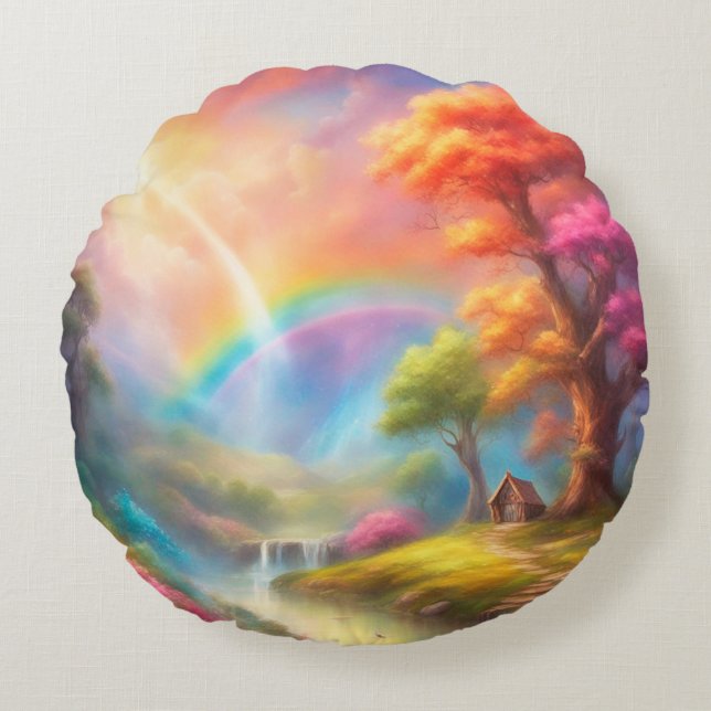 Lake house landscape round cushion (Front)