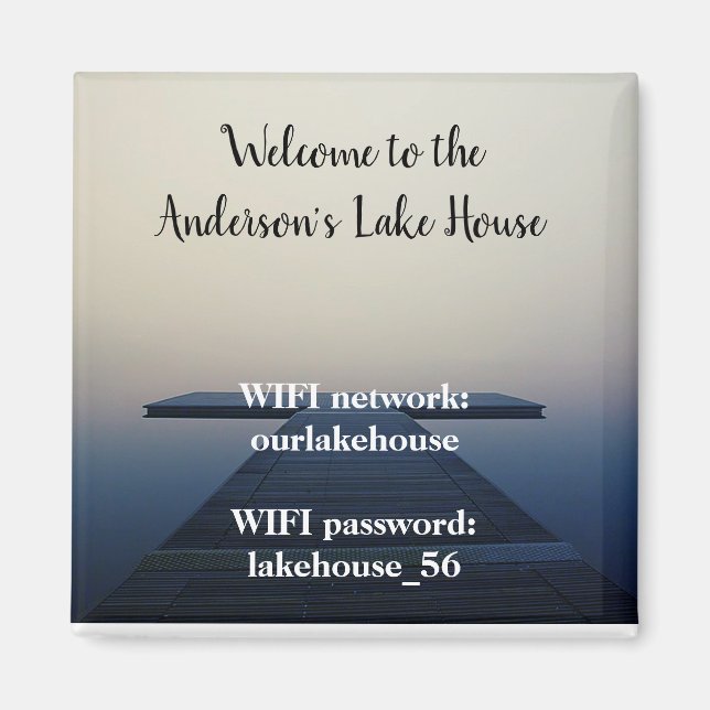 Lake House Magnet Vacation Rental Wifi Password (Front)