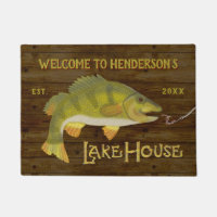 Lake House Nautical Bass Fish Rustic Wood Grain