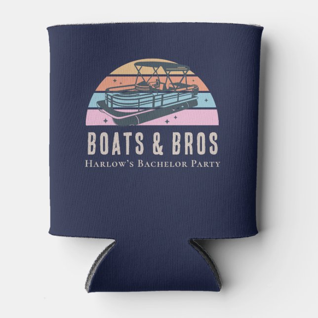 Lake House Nautical Boats Bros Bachelor Party Can Cooler (Front)