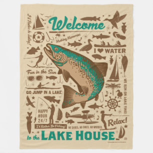 Lake House Pattern Fleece Blanket