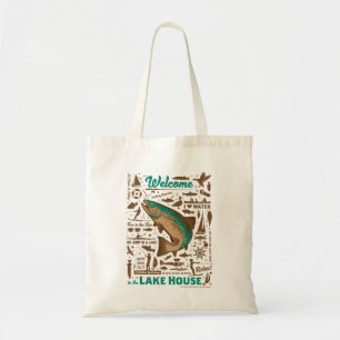 Lake House Pattern Tote Bag