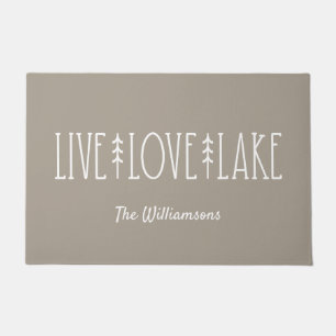 Lake House Quote Pine Tree Personalised Taupe Doormat