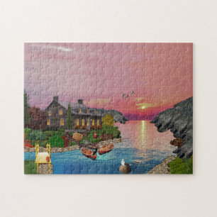 Lake House Retreat   Scenic Landscape Jigsaw Puzzle