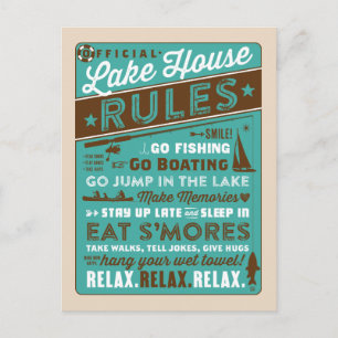 Lake House Rules Postcard