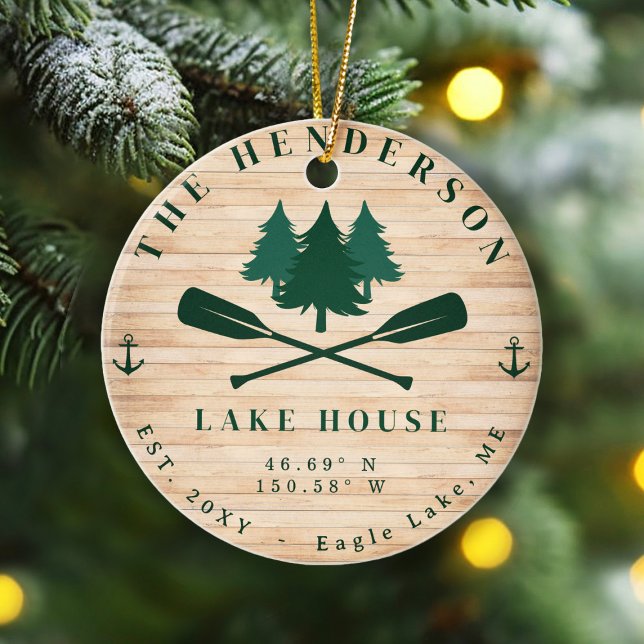 Lake House Rustic Lake House Boat Oars Trees Ceramic Tree Decoration (Creator Uploaded)