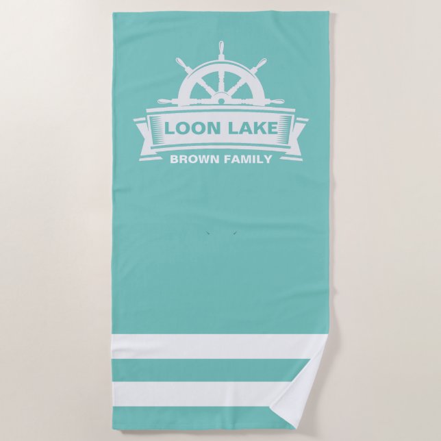 Lake House steering wheel boat Beach Towel (Front)