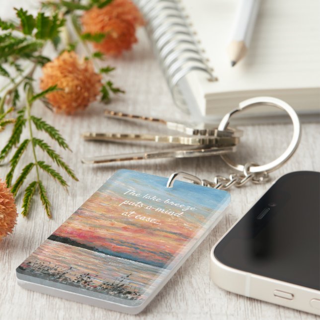 Lake House Sunset Art Vacation Resort Rental Key Ring (Front Right)