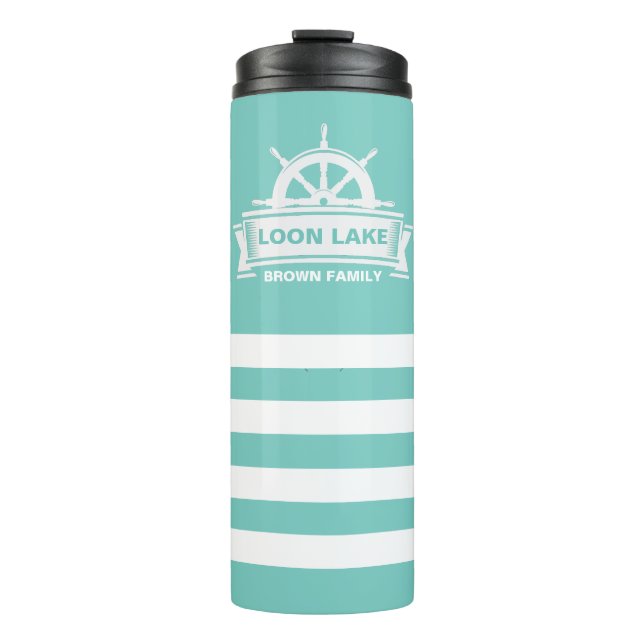 Lake House Vacation Family Name Thermal Tumbler (Front)