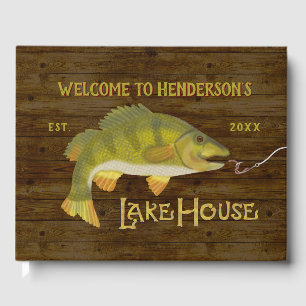 Lake House Vacation Home Rental Nautical Bass Fish Guest Book