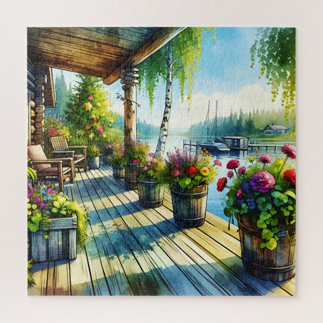 Lake House View | Deck over looking the Bay Jigsaw Puzzle (Vertical)