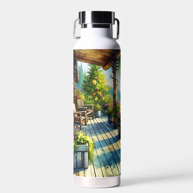 Lake House View | Deck over looking the Bay Water Bottle (Front)