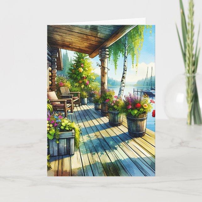 Lake House View | Happy Birthday  Card (Front)