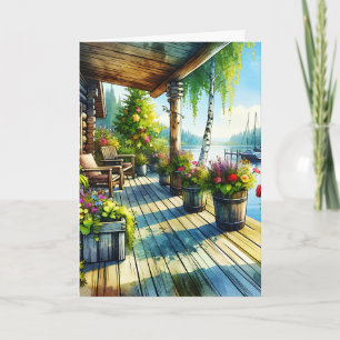 Lake House View   Happy Birthday  Card