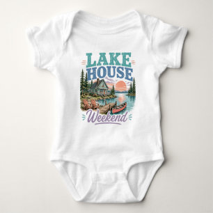 Lake House Weekend Cabin Retreat Lakeside Sunset Baby Bodysuit