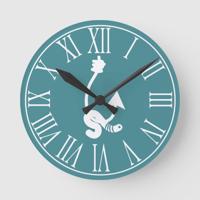 Lake House Worm on a Hook Round Clock (Front)