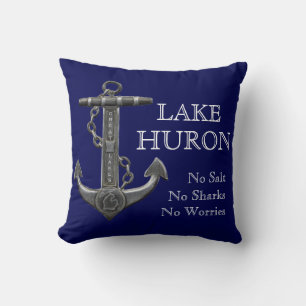Lake Huron distressed nautical pirate anchor Cushion