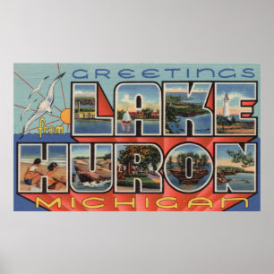 Lake Huron, Michigan - Large Letter Scenes Poster