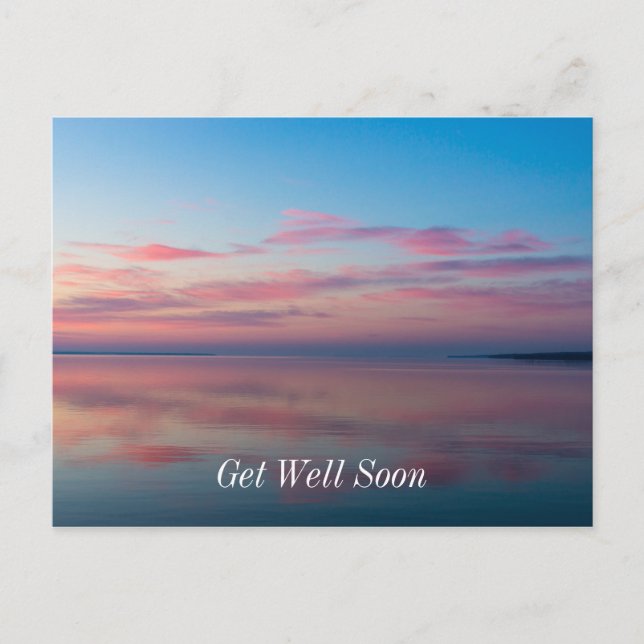 Lake Huron Pink Sunrise Get Well Postcard (Front)