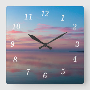 Lake Huron Pink Sunrise Wall Clock
