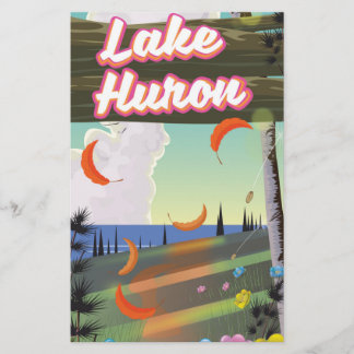 Lake Huron Travel poster Stationery