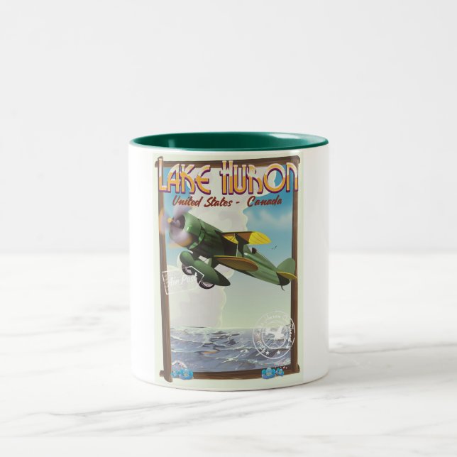 Lake Huron - USA - Canada Two-Tone Coffee Mug (Center)