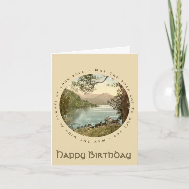 Lake in Kerry Ireland Vintage Happy Birthday Card (Front)