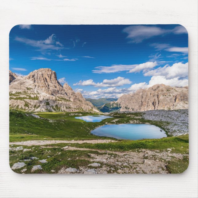 Lake In The Middle Of Mountains Under Blue Sky Mouse Mat (Front)