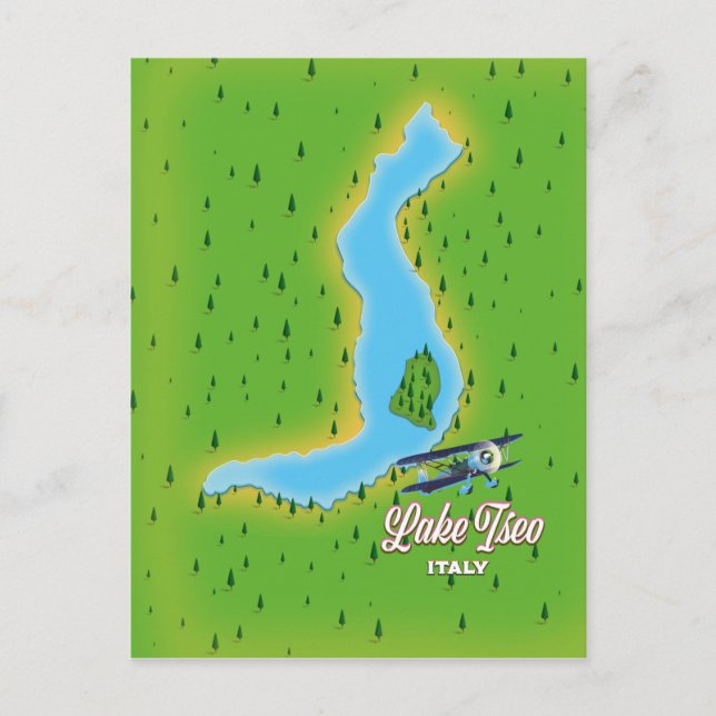 Lake Iseo Italy map Postcard (Front)