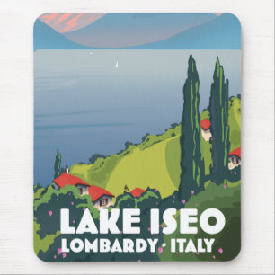 Lake Iseo, Lombardy Italy travel poster Mouse Mat