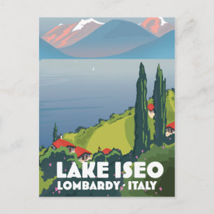 Lake Iseo, Lombardy Italy travel poster Postcard