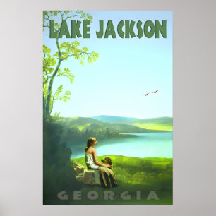 Lake Jackson Georgia Customisable Retro Travel Poster